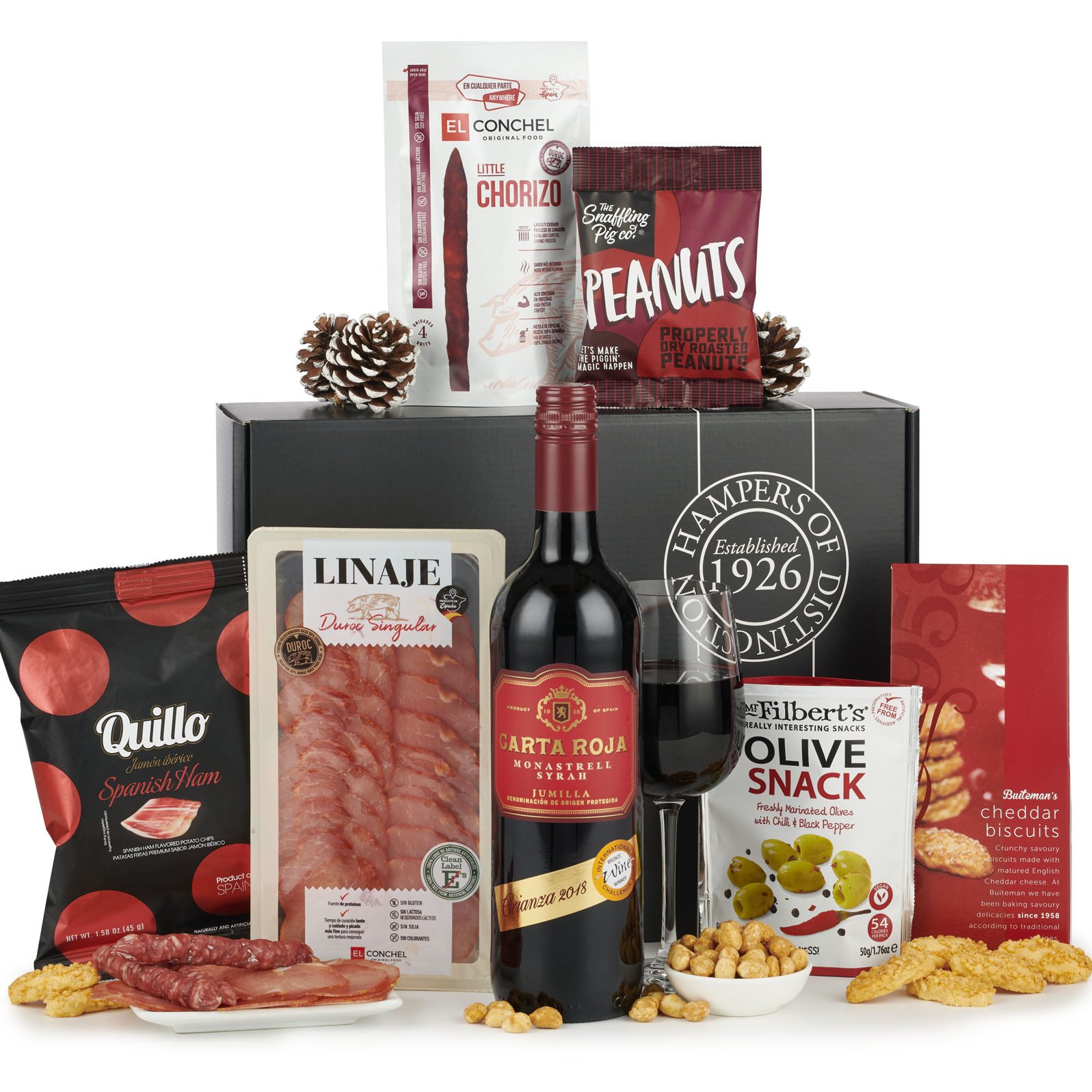 Savoury Gift Box With Red Wine - Yumbles.com