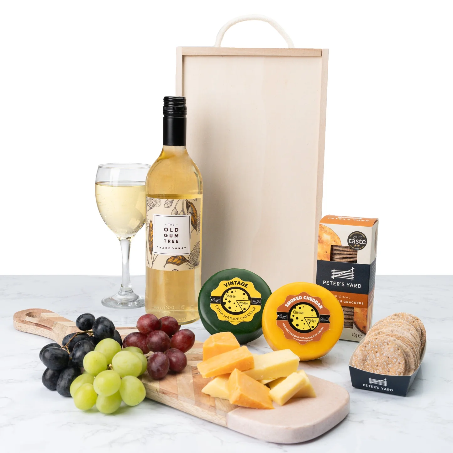 White Wine & Cheese Gift Box - Yumbles.com