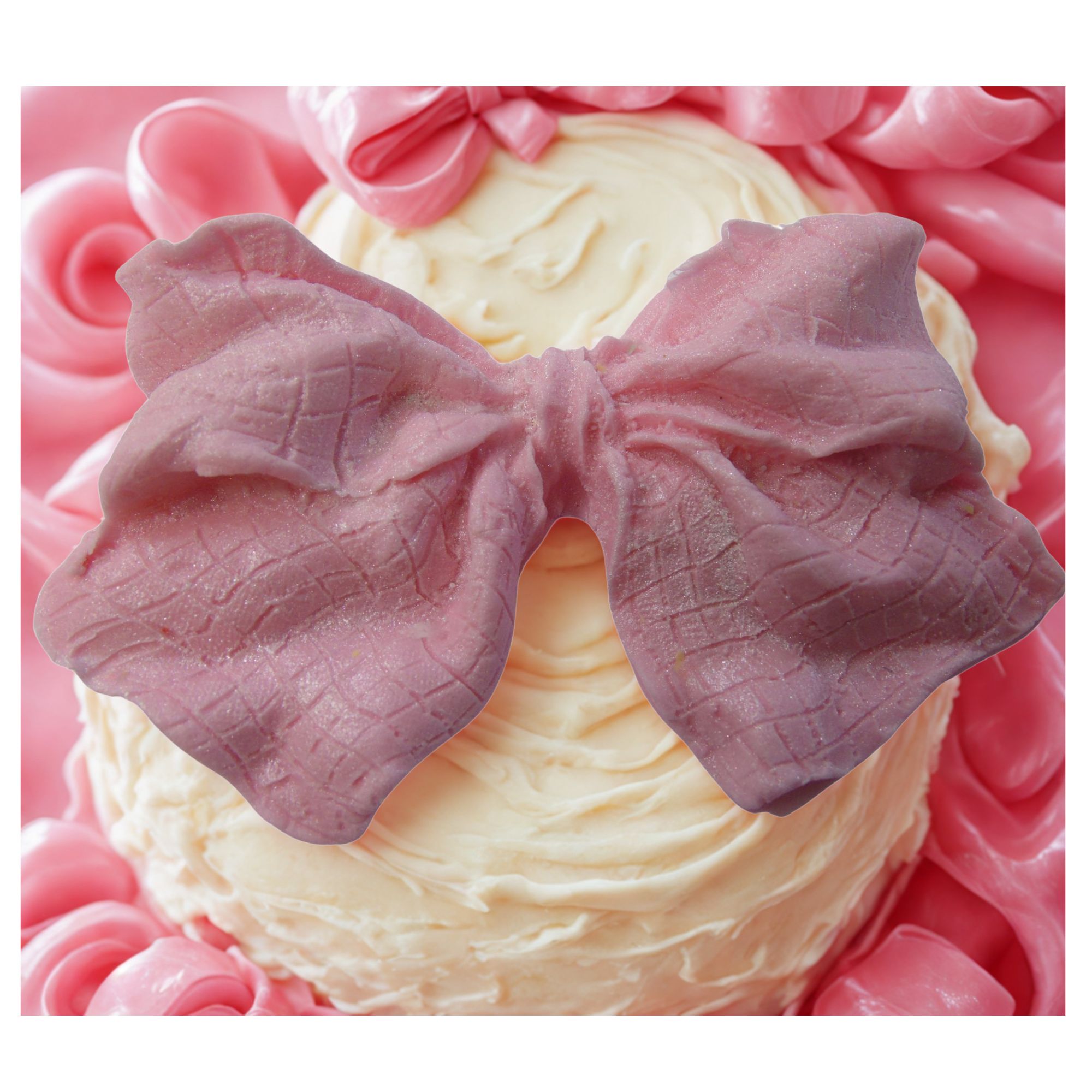 Pink Bow Ribbon Cake Toppers - Pack Of 12, Satin Bows For Party Decor