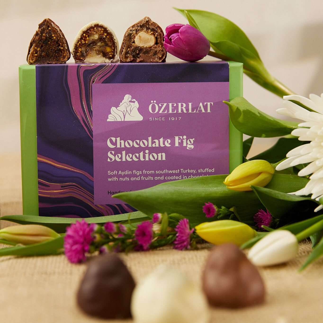 Chocolate Fig Selection Gift Box - Dark, Milk & White Belgian