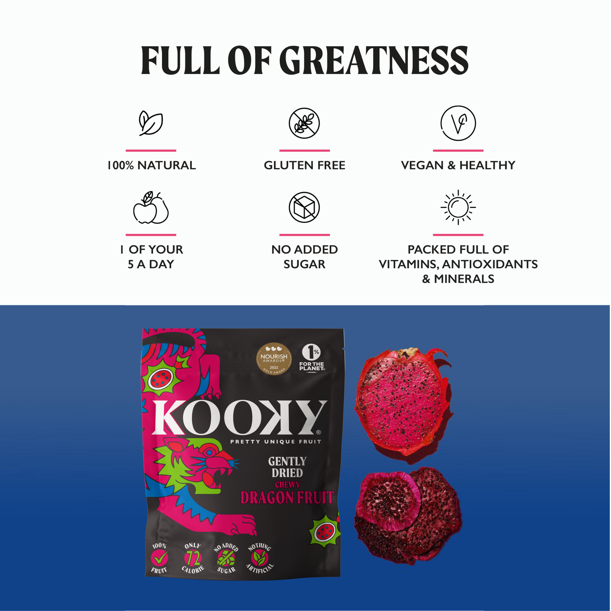 Kooky Gently Dried Red Dragon Fruit (12x20g Packs) - Yumbles.com
