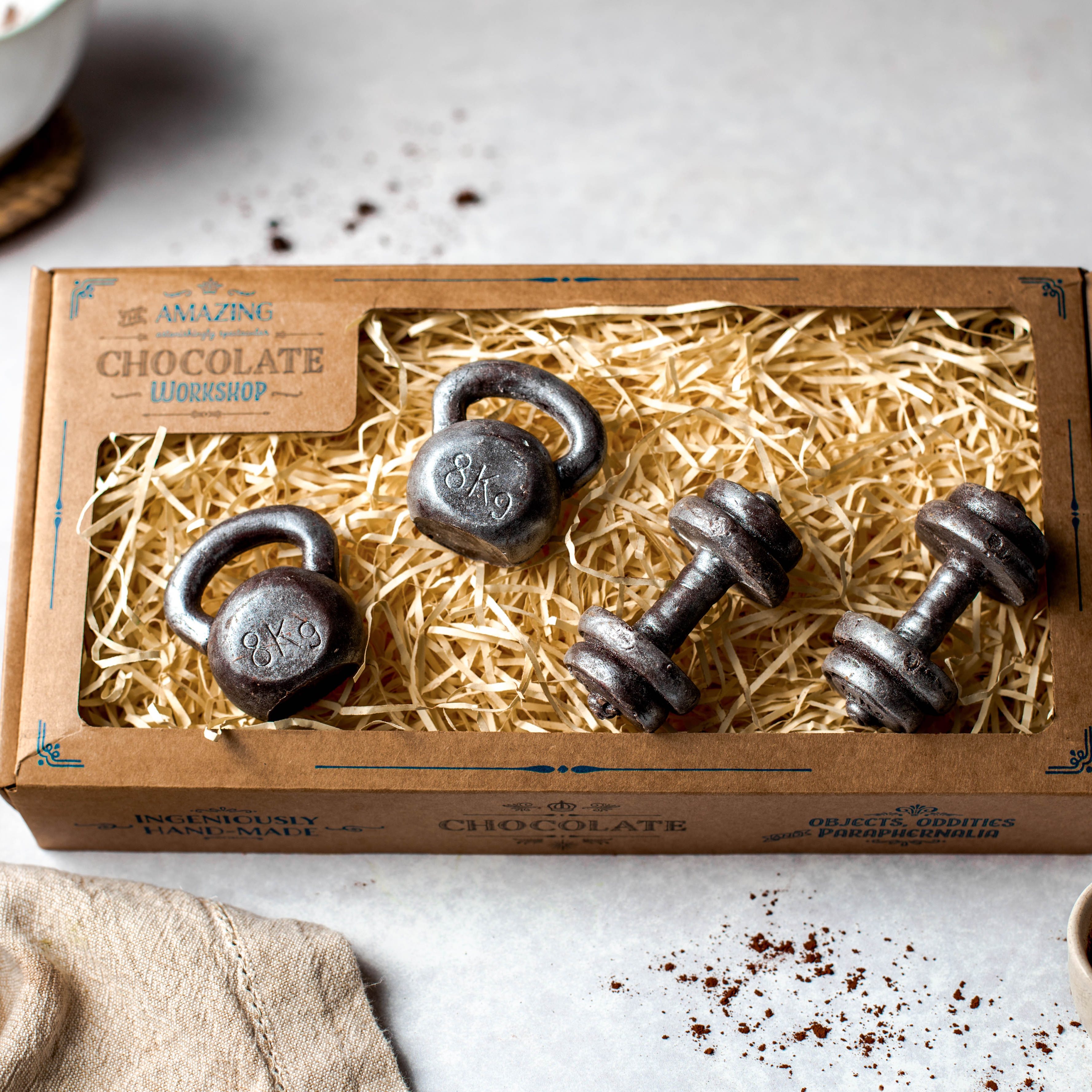 Fitness & Gym Fans Chocolate Gift Set Handmade Chocolate Dumbbells