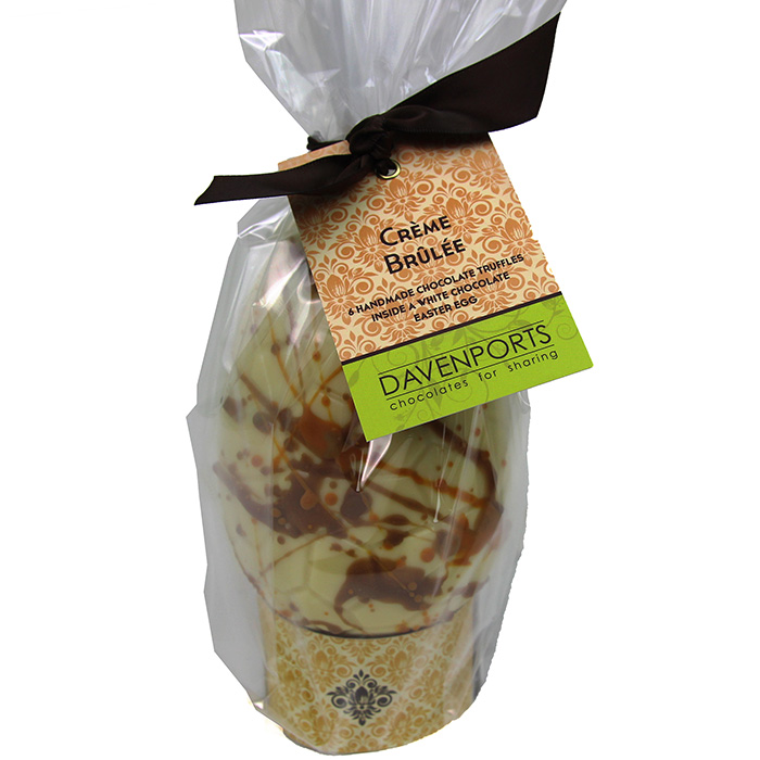 Crème Brûlée White Chocolate Easter Egg, filled with Handmade Chocolate