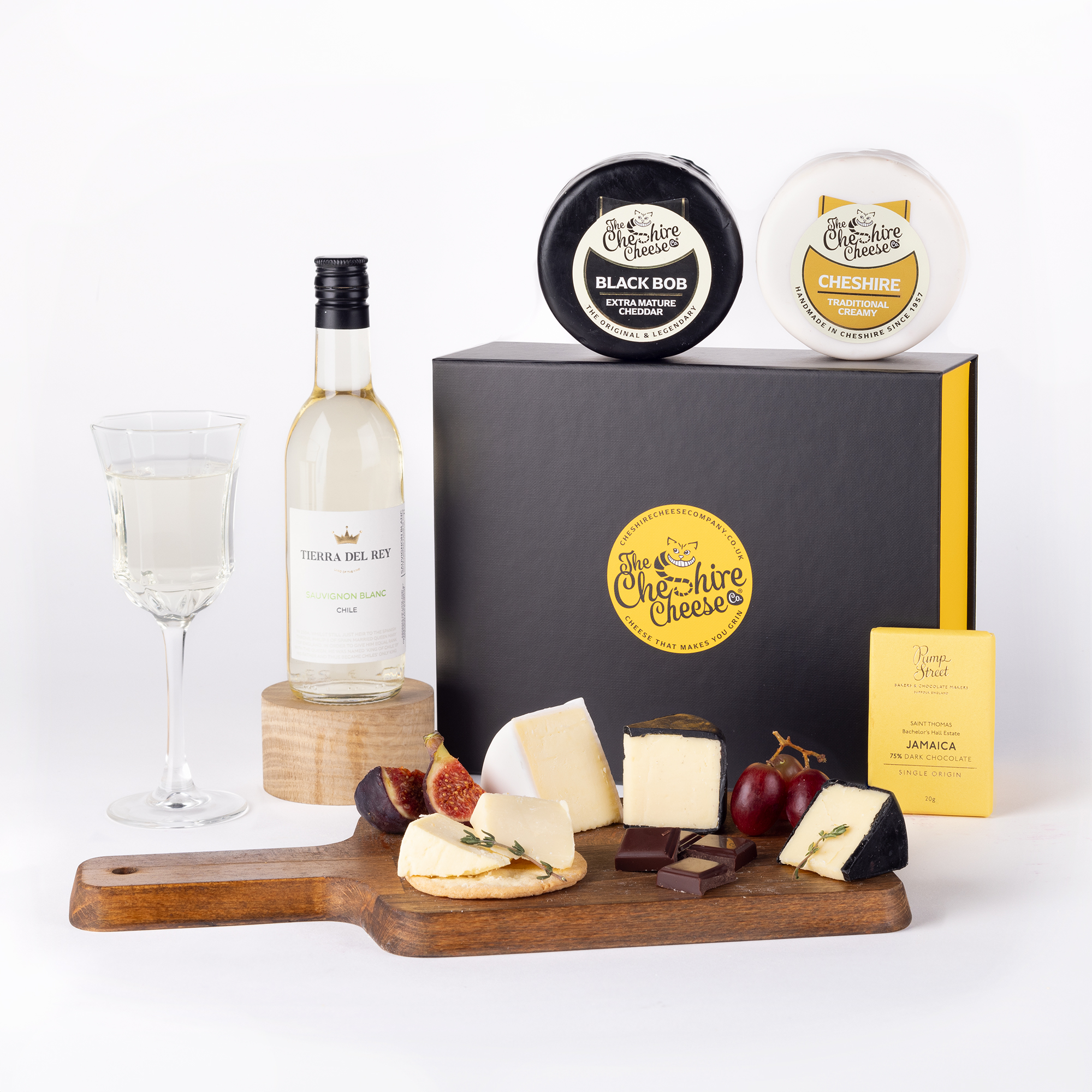 Indulgent Cheese, Chocolate & White Wine Gift Hamper - Yumbles.com