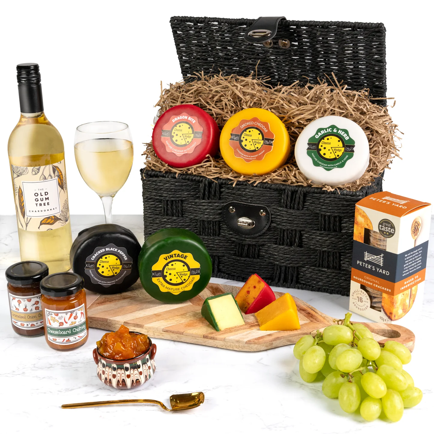 White Wine & Cheese Truckle Hamper - Artisan Cheese & Wine Gift ...