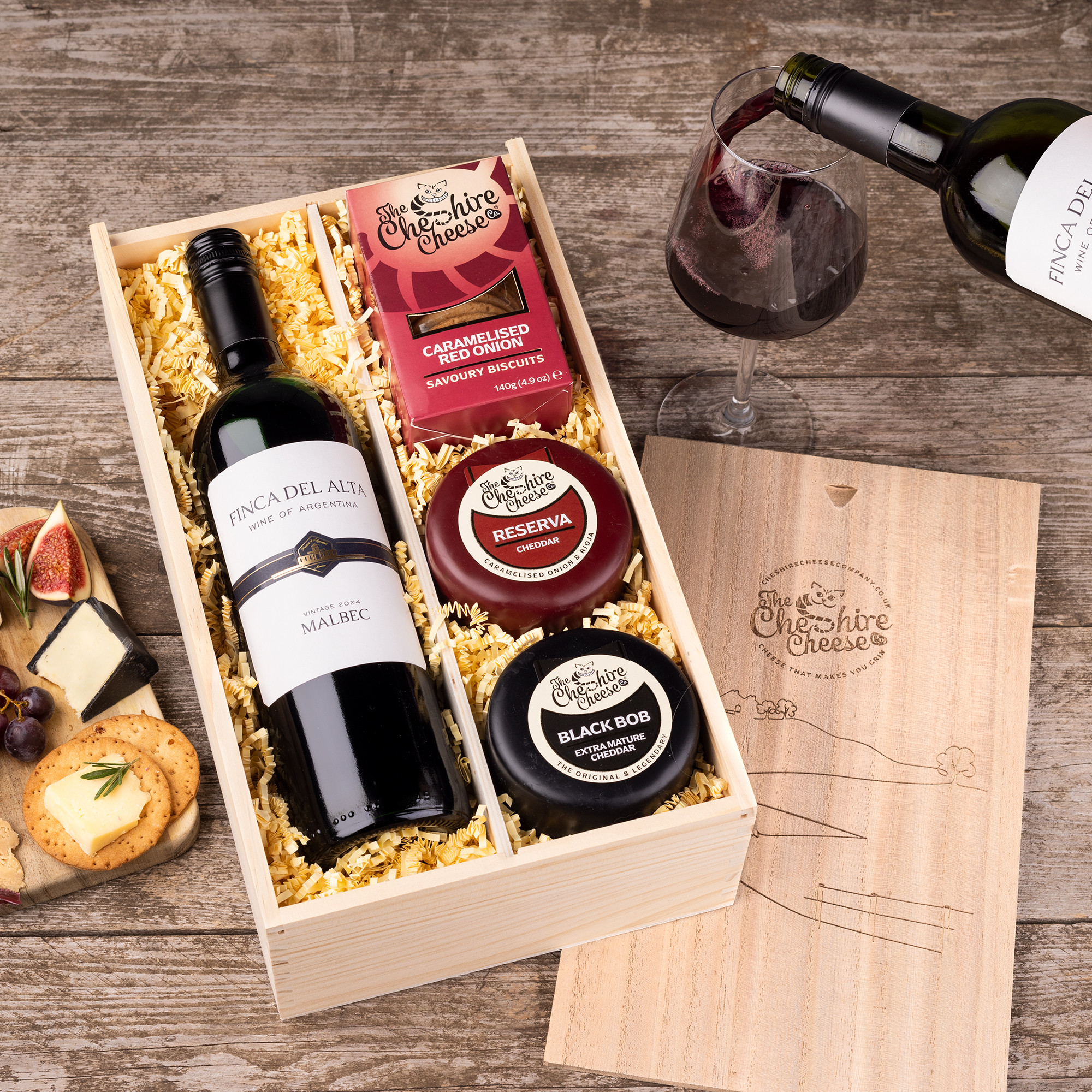 Duo of Cheese & Red Wine Gift Box - The Perfect Night In - Yumbles.com