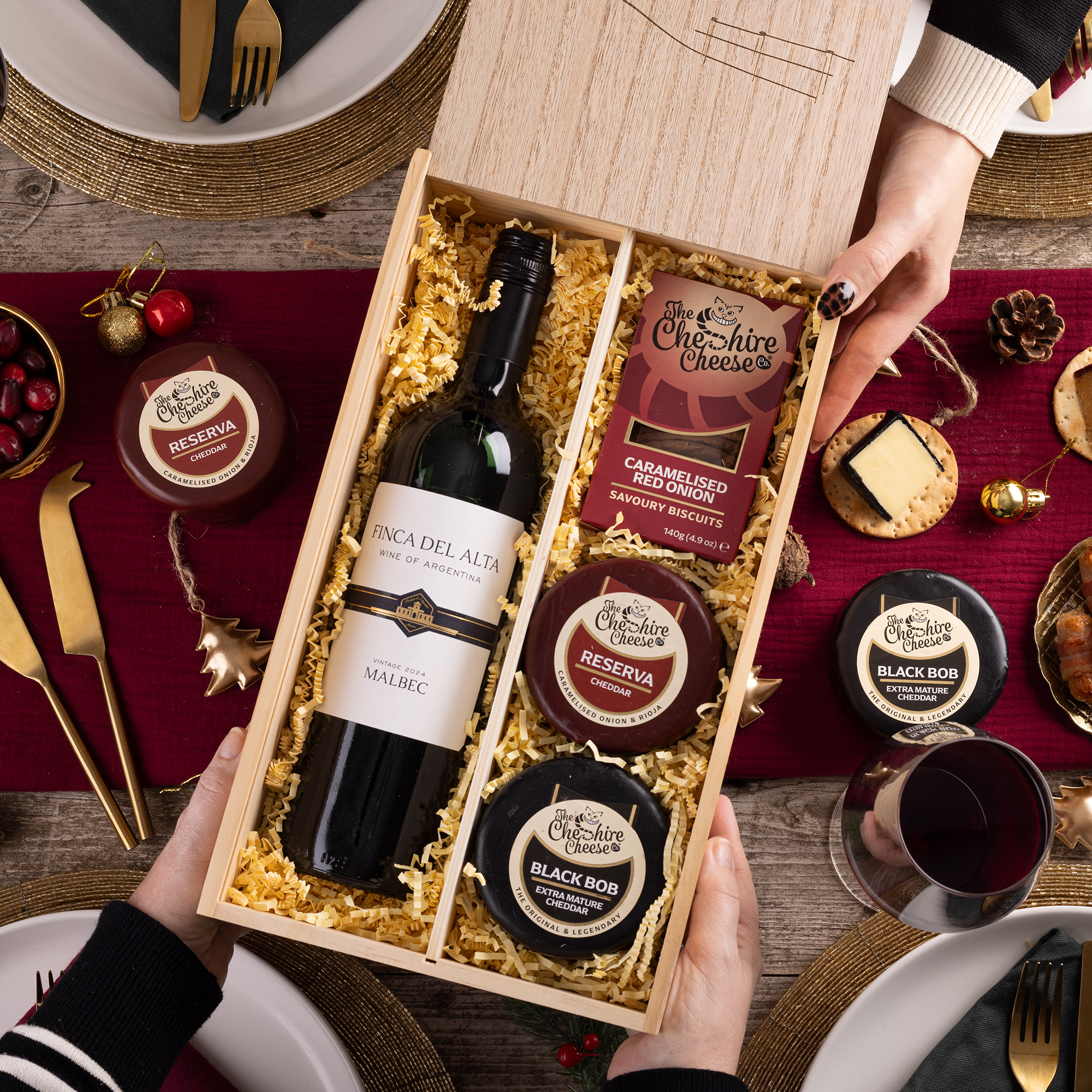 Duo of Cheese & Red Wine Gift Box - The Perfect Night In - Yumbles.com