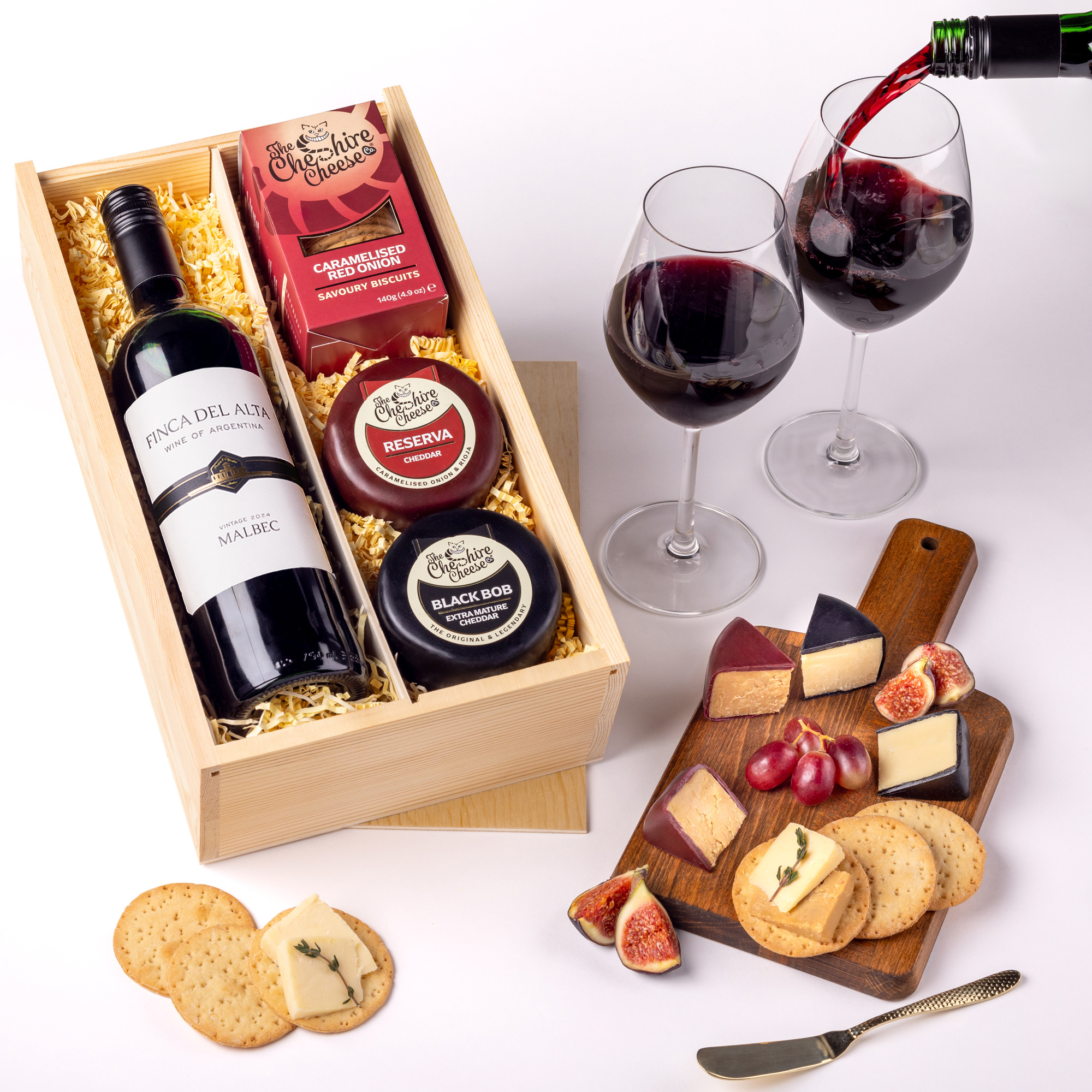 Duo of Cheese & Red Wine Gift Box - The Perfect Night In - Yumbles.com