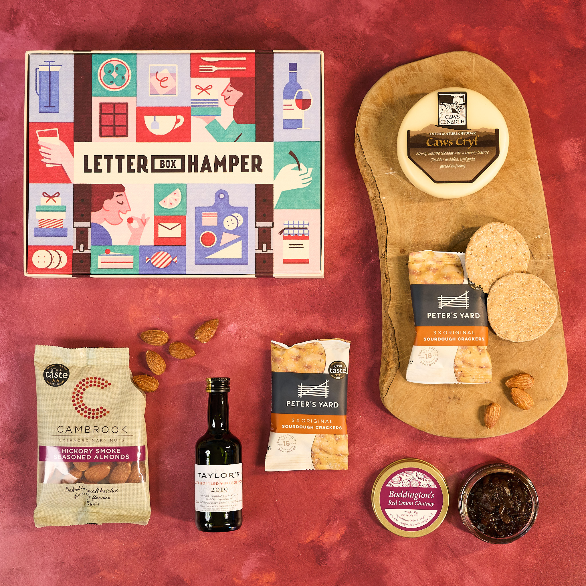 Cheese & Port Letter Box Hamper - Yumbles.com