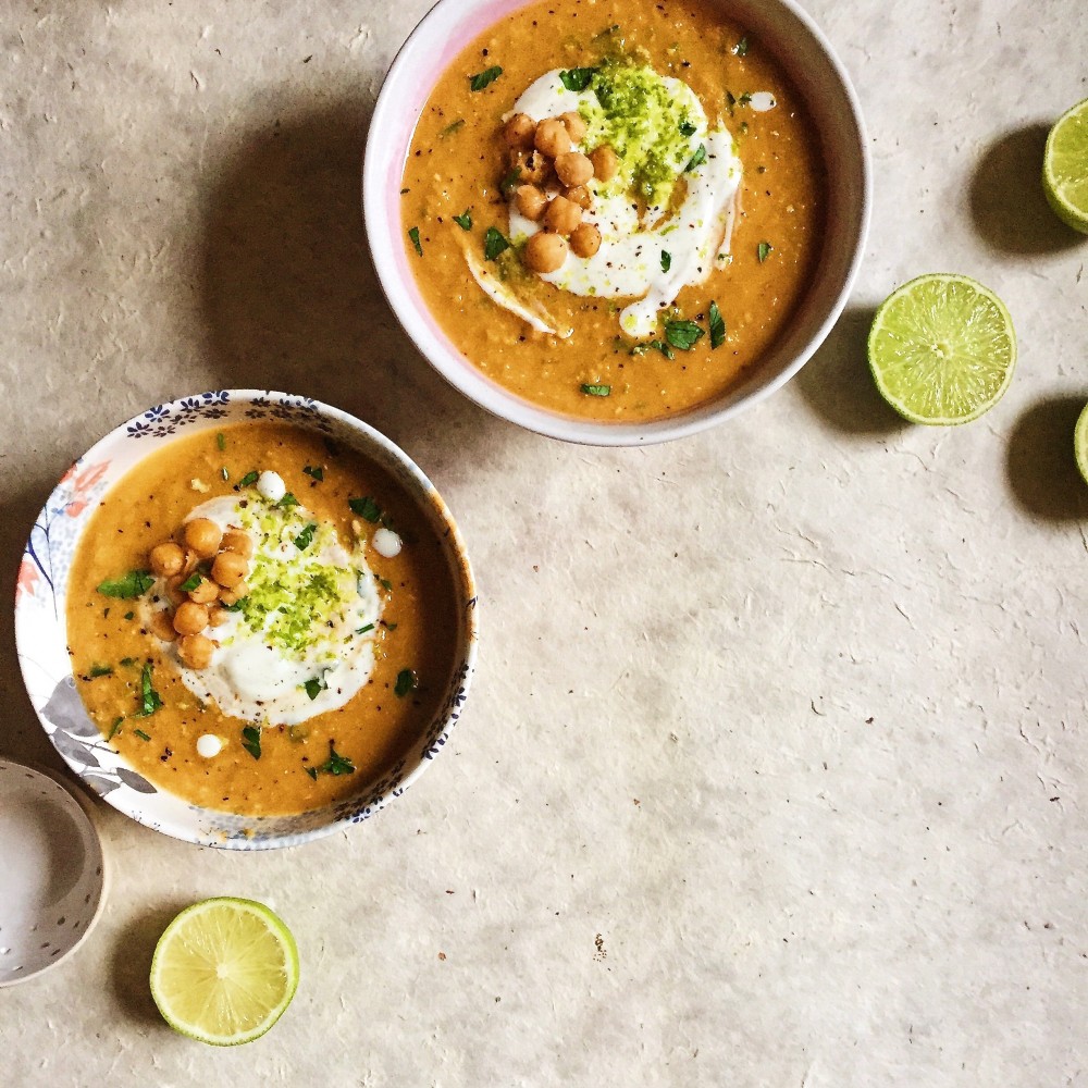 Chickpea Soup with Lime Cream
