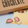 A surprise inside – Each ‘fried egg’ has a fluffy raspberry marshmallow yolk encased in smooth, creamy white chocolate.