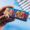 Retro-style 'Bun In. Oven On.' picture chocolate bar.
