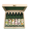 Budapest 6 Mini Bottles of Premium Palinka in a Engraved Wooden Gift Box