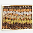 Chocolate Petit Fours Selection 1kg Gold Gift Box With Chocolate Filling Dunking Biscuits Coconut Pistachio Sprinkles Toppings
