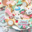 Alice In Wonderland Themed Iced Biscuits. Set Of 16