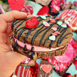 Limited edition chocolate and strawberry cookie sandwich for Valentine’s Day.