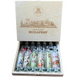 Budapest 6 Mini Bottles of Premium Palinka in a Engraved Wooden Gift Box