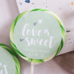 Personalised 'Love Is Sweet' Wedding Favour Giant Lollipops