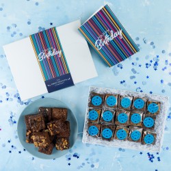 'Happy Birthday Stripes' Indulgent Brownie Gift Box