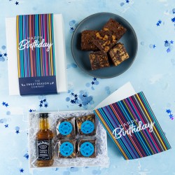 'Happy Birthday Stripes' Brownies & Mini Jack Daniels Gift