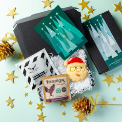 'Christmas Trees' Santa Biscuit, Coffee and Tea Letterbox Gift