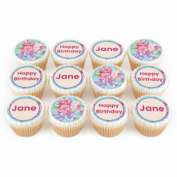 12 Vintage Floral Cupcakes