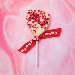 White Chocolate & Raspberry Heart Lolly