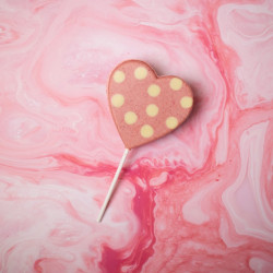 Pink Polka Dot Heart Lolly