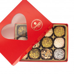 I Love You Valentines Day Gift Box of 12 Vegan Brigadeiros - Red Heart