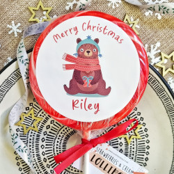 Personalised Bear in a Hat Lollipop