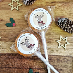 Personalised 'Merry Christmas From Teacher' Reindeer Small Lollipops