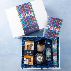 'Happy Birthday Stripes' Savoury, Sweet and Gin Gift Box
