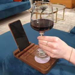 Personalised Walnut Sofa Coaster Tray and Phone Stand