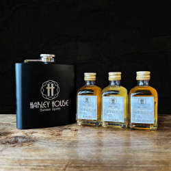 Hip-Flask & 3 Miniatures Gin or Rum Set