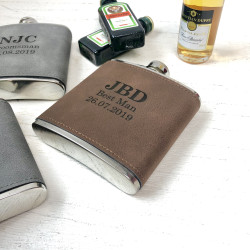 Personalised Leather Effect Groomsman Hip Flask