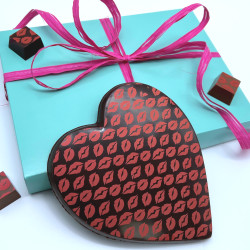 Dark Chocolate Heart Red Lips Kissing Gift