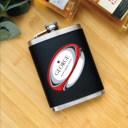 Personalised Rugby Ball Hip Flask