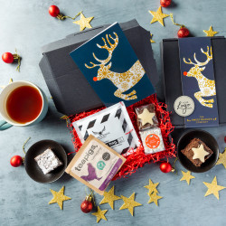 Branded & Personalised Reindeer Festive Brownies, Coffee And Tea Letterbox