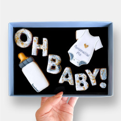 Personalised Oh Baby! Congratulations Cookies - Grey - Letterbox Friendly Gift