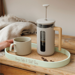 Personalised Coffee Time Cork And Wood Tray