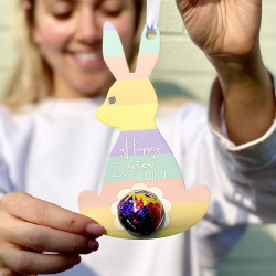 Personalised Stripey Creme Egg Holder Bunny