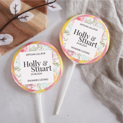 Personalised Colourful Floral Wedding Favour Giant Lollipops