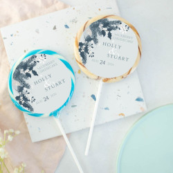Personalised Frosty Foliage Wedding Favour Giant Lollipops