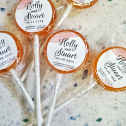 Personalised Pink Watercolour Wedding Favour Lollipops