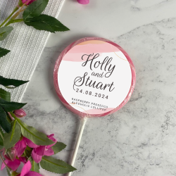 Personalised Pink Watercolour Wedding Favour Giant Lollipops