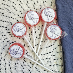 Personalised Purple Eucalyptus Wedding Favour Lollipops