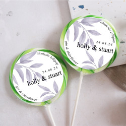 Personalised Purple Eucalyptus Wedding Favour Giant Lollipops