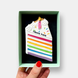 Personalised Rainbow Birthday Cake Slice Letterbox Cookie