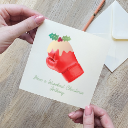 Personalised Christmas Pudding Boxing Christmas Card