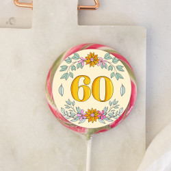 60th Birthday Yellow Floral Giant Lollipop